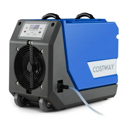 Costway 180 Ppd Commercial Dehumidifier With Pump Drain Hose And Wheels In Blue