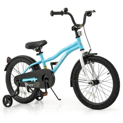 Costway 18-inch Kids Bike For 4-8 Years Old Children Bicycle With Training Wheels In Multi