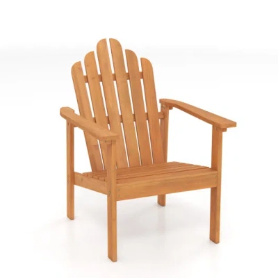 Costway 1-pack Stackable Adirondack Chairs With Solid Acacia Wood For Patio In Brown