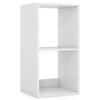 Costway 2 Cube Bookshelf With Back Guardrail For Living Room Bedroom-white