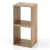 Costway 2 Cubes Stackable Bookcase For Living Room And Study-natural In Brown