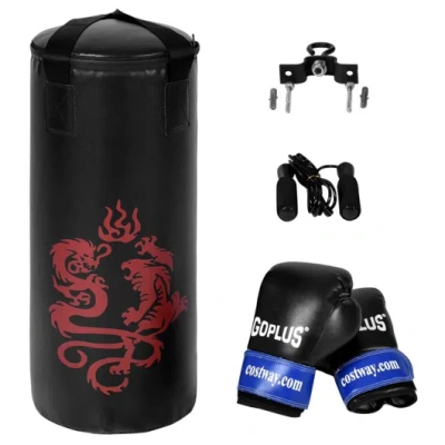Costway 2 Feet Kids Gloves Skipping Rope Boxing Set In Animal Print