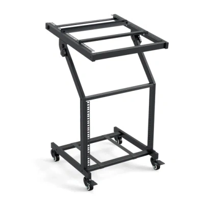 Costway 2 Layer Professional Audio Rack Mount With Adjustable Crossbars In Black