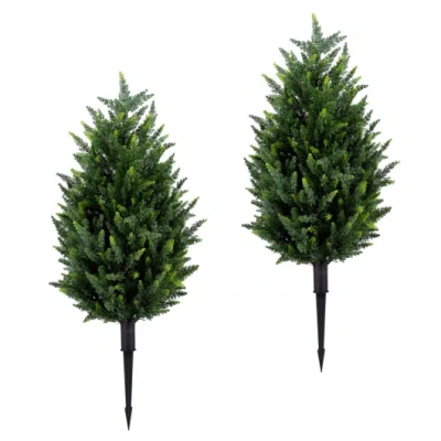 Costway 2 Pack 3 Ft Artificial Cypress Topiary Trees With Ground Spikes For Indoor Outdoor In Animal Print