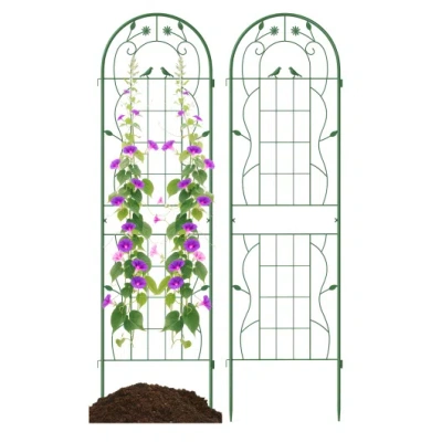 Costway 2 Pack 71 X 20 Inch Metal Garden Trellis Rustproof Plant Support For Climbing Plants-green