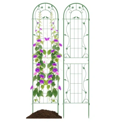 Costway 2 Pack 86.5 X 20 Inches Metal Garden Trellis For Climbing Plants-green