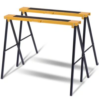 Costway 2 Pack Heavy Duty Sawhorse With Steel Folding Legs In Multi