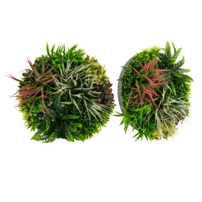Costway 2 Pack Square Framed Artificial Foliage Wall Art In Green