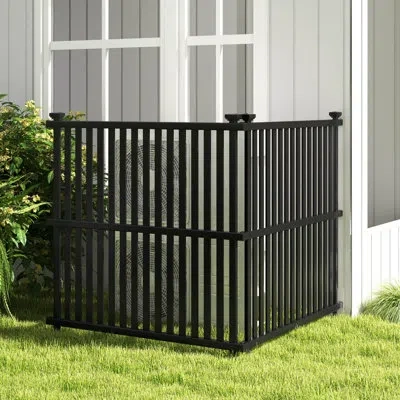 Costway 2 Pcs Air Conditioner Fence Panels With Metal Ground Stakes No Dig Trash Can Enclosure Black