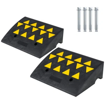 Costway 2 Pcs Driveway Threshold Ramps With 5/6 Inch Rise For Medium Trucks-m In Black