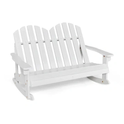Costway 2 Person Adirondack Rocking Chair With Slatted Seat-white