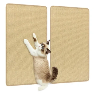 Costway 2 Piece Cat Scratcher Mat Set 32 X 20 Inch Natural Sisal Pads In Multi