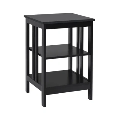 Costway 2 Pieces 3-tier Nightstand With Reinforced Bars And Stable Structure-black