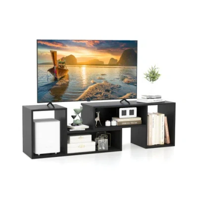 Costway 2 Pieces Adjustable Tv Stand For Tvs Up To 55 Inch With Storage Cubes-black