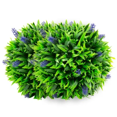Costway 2 Pieces Artificial Lavender Topiary Balls With Flowers In Green