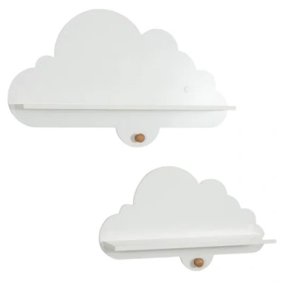 Costway 2 Pieces Floating Cloud Shelves Wall Mounted Storage Display Rack-white