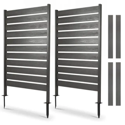 Costway 2 Pieces Outdoor Privacy Screen Fence For Backyard Pool Lawn-gray