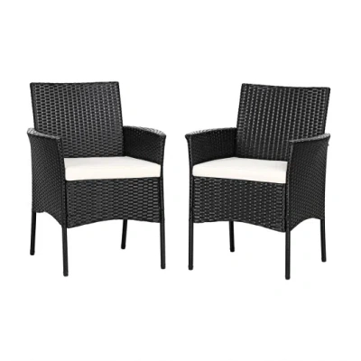 Costway 2 Pieces Patio Wicker Chairs With Cozy Seat Cushions In Multi