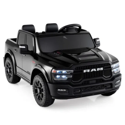 Costway 2 Seater 24v Ride On Toy For Big Kids Licensed Ram Truck With Remote And Music-black