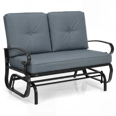 Costway 2 Seats Outdoor Swing Glider Chair With Comfortable Cushions-gray