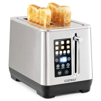 Costway 2 Slice Toaster With 6 Browning Levels And 4 Bread Types-silver