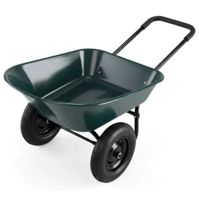 Costway 2 Tire Wheelbarrow Garden Cart Heavy-duty Dolly Utility Cart-green