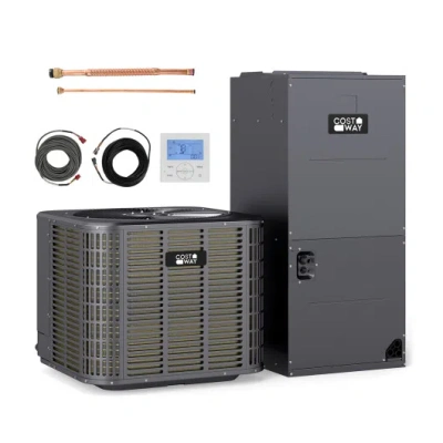 Costway 2 Ton 18 Seer2 High-performance Heat Pump System (operates Down To 5°f) In Black