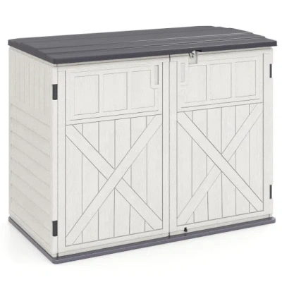 Costway 20 Cu. Ft Horizontal Resin Storage Shed With Adjustable Shelf-white