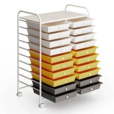 Costway 20 Drawers Storage Rolling Cart Studio Organizer-yellow In Multi