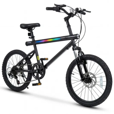 Costway 20 Inch Commuter Bicycle Led-lit With 6-speed Shimano Twist Shifting And Stereo Speakers-black