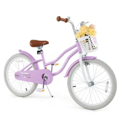 Costway 20 Inch Kids Bike With Helmet Protective Set Purple
