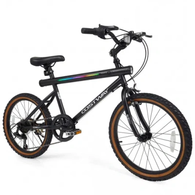 Costway 20 Inch Led-lit Cycling Bike With 2 Speakers And Ambient Lights For Men And Women-black
