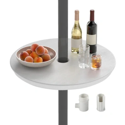 Costway 20 Inch Outdoor Adjustable Umbrella Table For 2 Sizes Patio Umbrella Pole-white