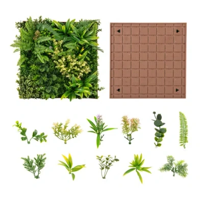 Costway 20" X 20" 3d Hanging Greenery Hedge With 11 Types Of Mixed Faux Plants For Indoor Outdoor In Multi