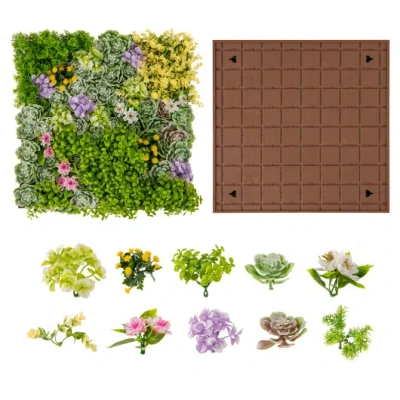 Costway 20" X 20" 3d Hanging Succulents With 10 Types Of Mixed Faux Plants For Balcony Home In Multi