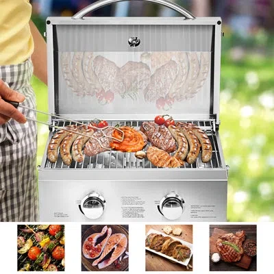 Costway 20,000 Btu Stainless Steel Propane Grill For Outdoor Camping, Picnics, Tailgating, Sliver In Silver