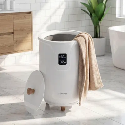 Costway 20l Towel & Blanket Warmer With 4 Timers&lcd Display.3 Heat Levels,auto Shut-off In White