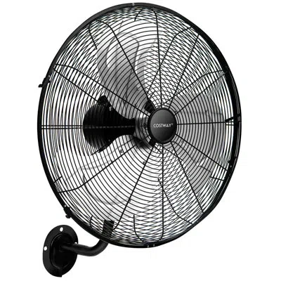 Costway 21 Inch Wall Mount Industrial Fan 3 Speed Oscillating Metal Ventilation Fan In Black