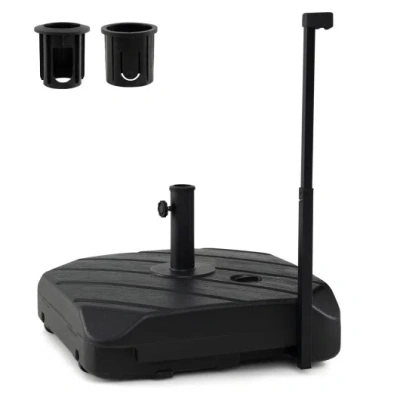 Costway 211 Lbs Fillable Patio Umbrella Base With Wheels And Telescopic Pull Rod In Black