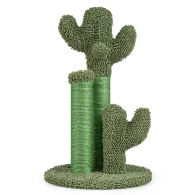 Costway 22 Inch Cactus Cat Scratching Post With Natural Sisal Rope-green In Multi