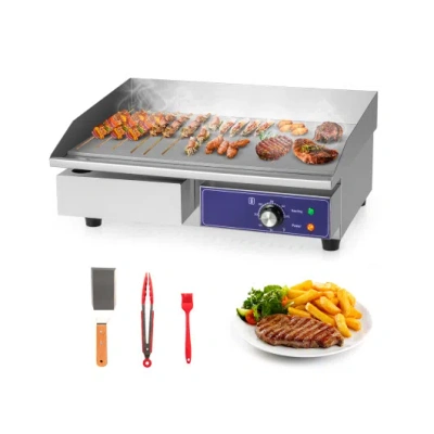 Costway 22 Inch Countertop Electric Griddle 2000w 110v Commercial Stainless Steel Grill-silver In Pink
