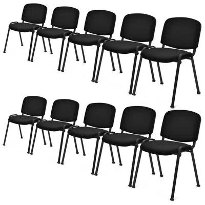 Costway 22" W Antimicrobial Polyester Seat Waiting Room Chair With Metal Frame In Black