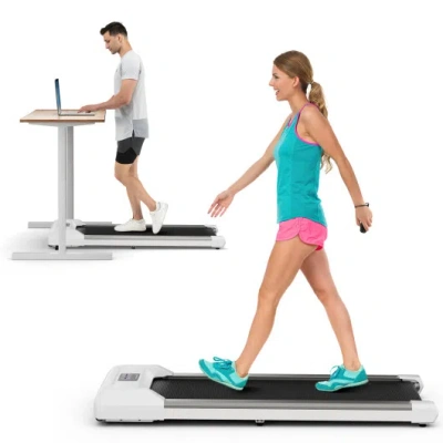 Costway 2.25 Hp Walking Pad With Led Display And Remote Control-grey In Gray