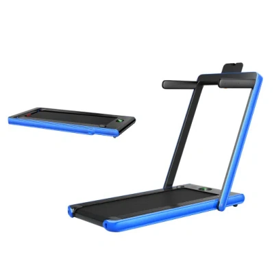 Costway 2.25hp 2 In 1 Folding Treadmill With App Speaker Remote Control-navy In Blue
