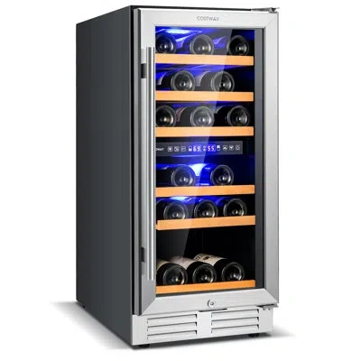 Costway 23'' 30 Bottle Dual Zone Freestanding Wine Refrigerator In White;gray