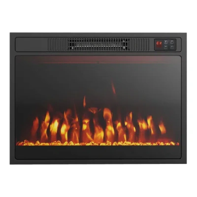 Costway 23 Inches 750w/1500w Electric Fireplace Heater With Alter Flame Color And Brightness In Black