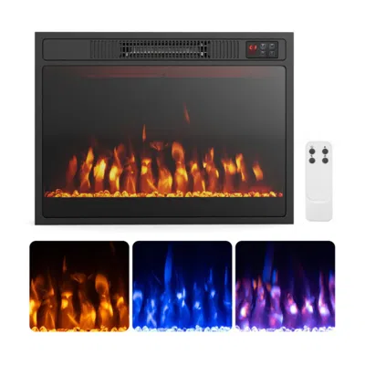 Costway 23 Inches 750w/1500w Electric Fireplace Heater With Alter Flame Color And Brightness In Multi