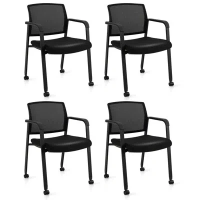 Costway 23" W Stackable Mesh Seat Waiting Room Chair In Black