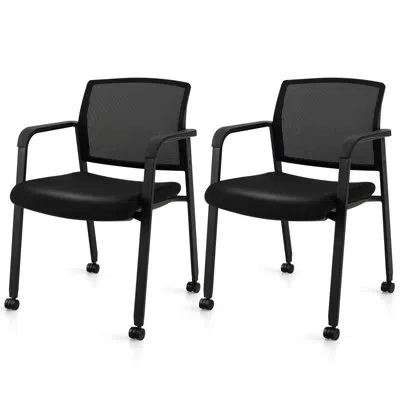 Costway 23" W Stackable Mesh Seat Waiting Room Chair In Black