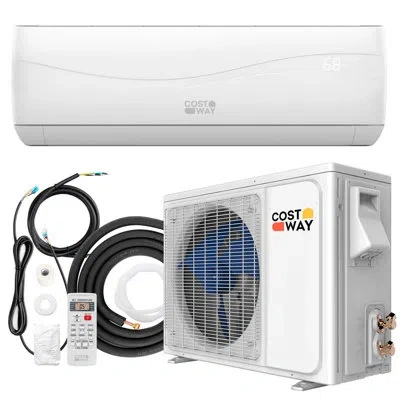 Costway 23,000 Btu Ductless Mini Split Air Conditioner With Heater And Remote In White